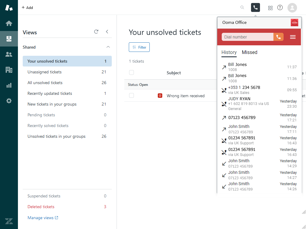 Zendesk Integration Dashboard - Image