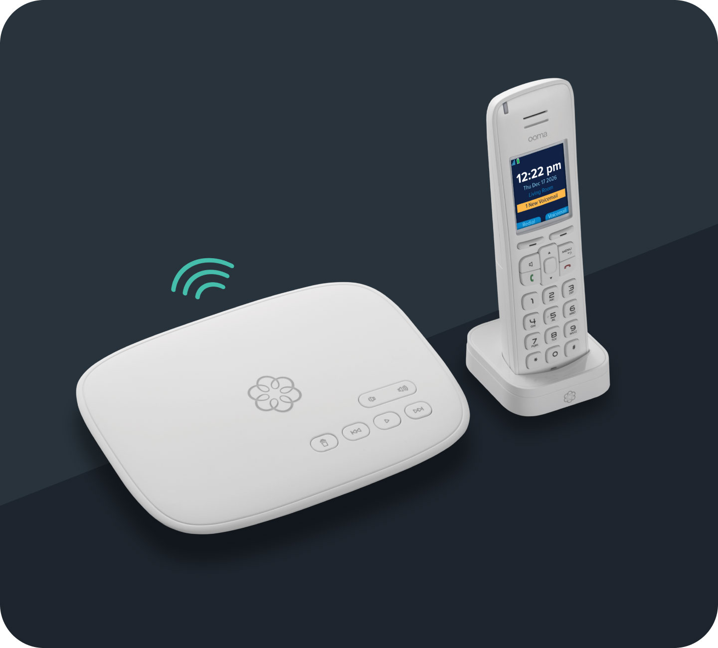 Ooma StarDial base station and cordless handset
