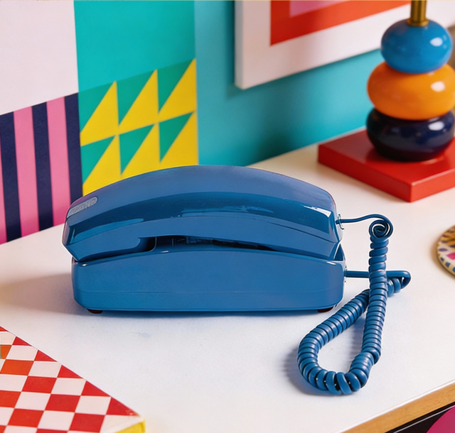 Ooma Blue Trimline Phone Lifestyle