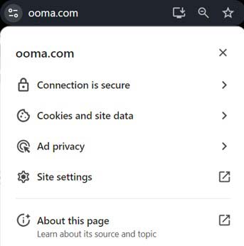 Screen shot of the ooma.com address bar with the Google tune image